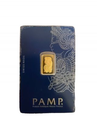 Pamp Suisse Fortuna 2.  5 Gram Gold Bar - With Assay Card