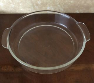 Vintage Pyrex 221 Clear Glass 8 " Round Layer Cake Pan W/ Handles Made In Usa