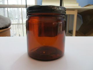 Vintage Anchor Hocking Amber Brown Jar 3850 - A With Tin Lid