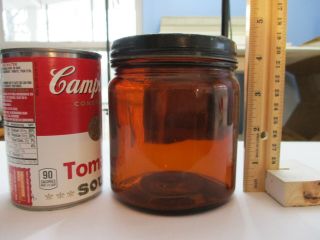 Vintage Anchor Hocking Amber Brown Jar 3850 - A With Tin Lid 2