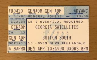 1990 Georgia Satellites The Button South Hallandale Florida Concert Ticket Stub