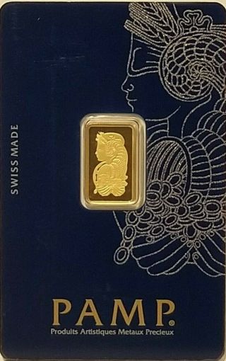 Pamp Suisse Lady Fortuna 2.  5 Gram 999.  9 Fine Gold Bar With Assay