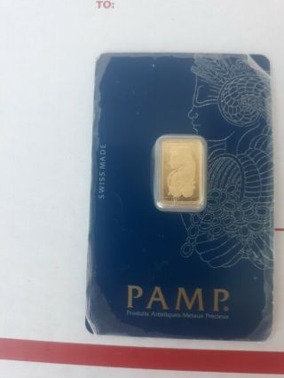 2.  5 Gram Gold Bar - Pamp Suisse - Fortuna - 999.  9 Fine In Assay