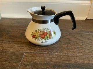 Vintage P - 104;corning Ware Tea Pot Kettle 6 Cup Spice Of Life