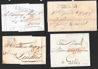 Spain Covers 1770 - 1839 4 Attractive Folded Letters Interesting