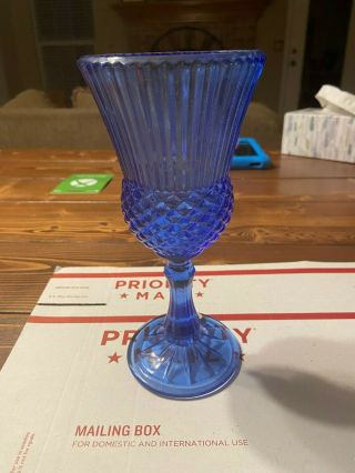 Vintage Avon By Fostoria Glass 8 " Cobalt Blue Glass George Washington Goblet