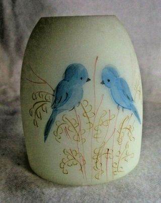 Fenton Glass Custard Replacement Lid Blue Birds Hand Painted By Mc Mullon
