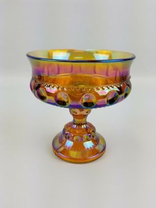 Vintage Indiana Amber Carnival Glass Compote King 