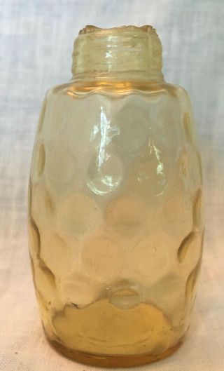 Eapg Antique Pattern Amber Polka Dot Salt Shaker Hobbs,  Brockunier Honey Glass