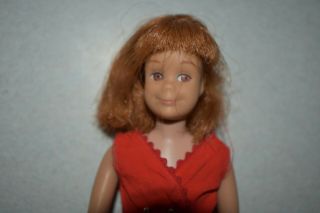 Vintage 1963 Scooter Barbie W/freckles Skipper 4 Button Red Dress,  Red Hair.
