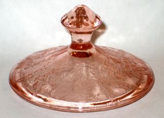 Jeannette Pink Depression Glass Floral Poinsettia Sugar / Candy Lid