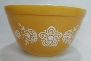 Vintage Pyrex Mixing Bowl Butterfly Gold 401 1 1/2 Pint Nesting Flowers 5.  75 "