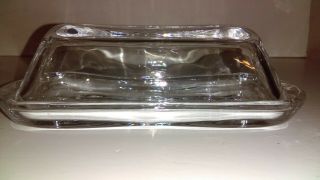 Vintage Clear Heavy Glass Butter Dish,  7 " Long,  3 " Wide,  2 - 1/2 " Tall