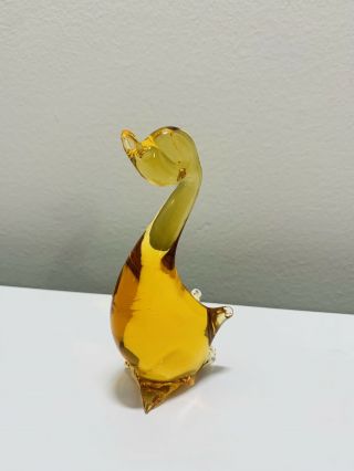 Vintage Pilgrim? Amber Hand Blown Glass Duck 4.  5x2