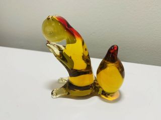 Vintage Pilgrim? Amber Hand Blown Glass Squirrel 3x3