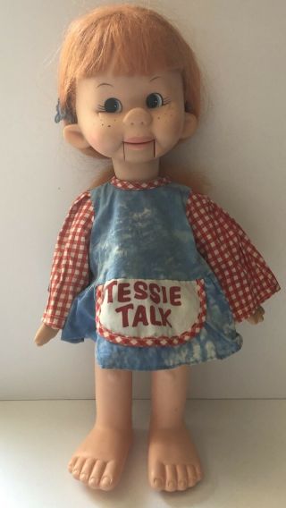 Vtg 1974 Horsman Ventriloquist Tessie Talk Doll 18 "
