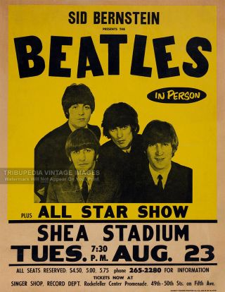 1966 The Beatles Concert Advertising Poster Shea Stadium Queens York Nyc