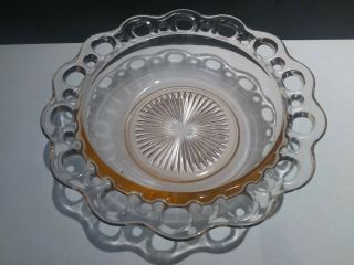 Vintage Anchor Hocking Old Colony/open Lace Pink Depression Glass Footed Bowl