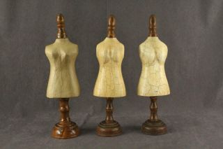 Modern Home Decor Wood & Paper Mache Crackle Finish Doll Dress Jewelry Stands