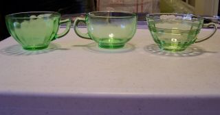 Vintage Green Depression Cups - Set Of 3 - 1 Federal