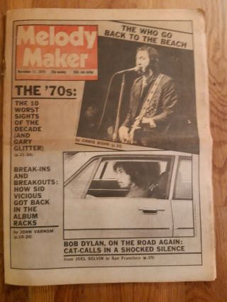 Melody Maker Newspaper November 17th 1979 John Entwistle Bob Dylan Cover