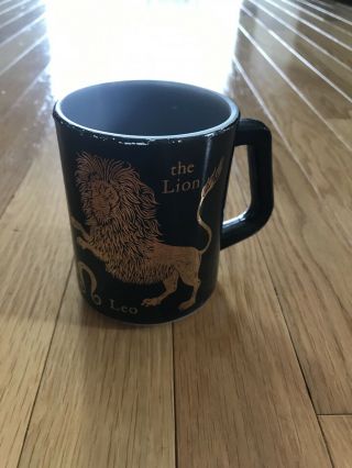 Vintage Leo The Lion Federal Astrology Coffee Mug Cup Black Gold