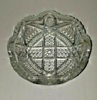 Vintage Clear Cut Glass Small Sawtooth Edge Bowl Dish Plate