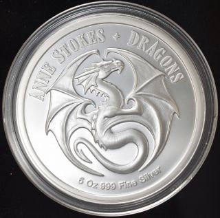Anne Stokes Dragons Series Noble Dragon 5 Oz 999 Silver Coin Proof Dragon 500