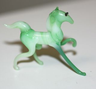 Vintage Miniature Green Hand Blown Glass Horse Figurine Japan 10/16 " T