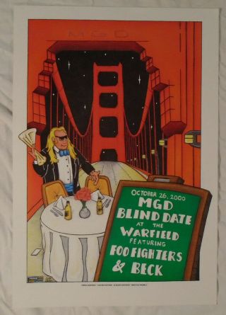 Foo Fighters Beck 2000 Tour Poster Warfield San Francisco