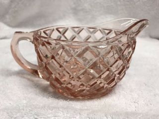 Hocking Waterford Waffle Pink Oval Creamer