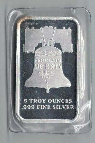(1) 5 Oz Silver Bar.  999 Fine Sd Bullion - Liberty Bell