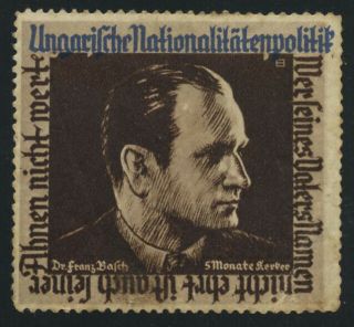 Wwii Germany Hungary Dr.  Franz Basch Nazi Politics Charity Stamp Rrr