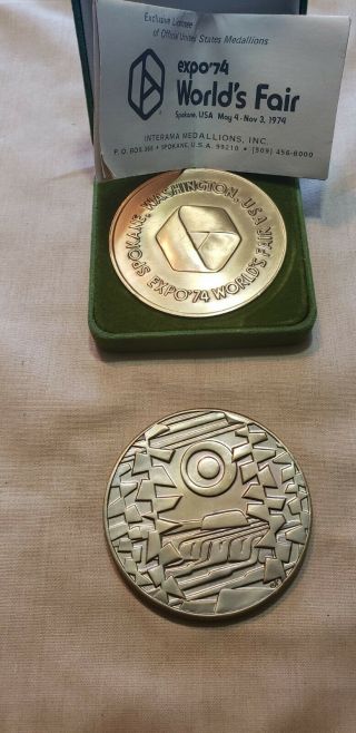Two 1974 Spokane World Expo.  999 Fine Silver Official Medallion (bfeb - 07 - 142)