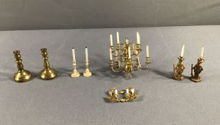 Dollhouse Miniature Metal Accessories Chandelier Candle Holders Wall Sconce