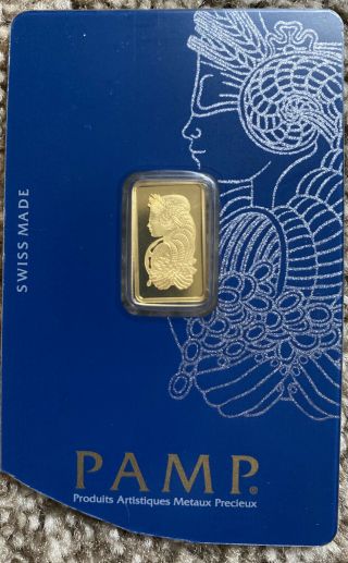 2.  5 Gram Gold Bar - Pamp Suisse - Fortuna - 999.  9 Fine In Assay See Photo