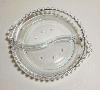 Vintage Imperial Candlewick Clear Glass Divided Relish Nut Candy Dish