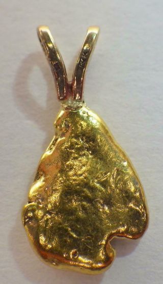 22k Custom Natural Alaskan Gold Nugget Pendant 2.  178 Grams 14k Rabbit Ear Bail