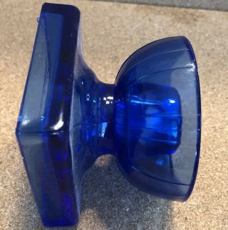 3 Vintage Depression Era Cobalt Blue Glass Candle Holders Square Base 2 - 3/8” 2