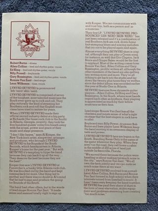 Lynyrd Skynyrd 1973 Press Sheet Two - Sided Pronounced Kit Poster