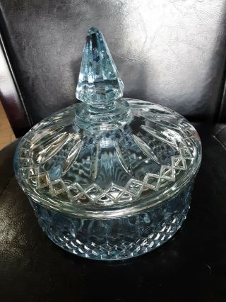 Vintage Light Blue Indiana Glass Candy Dish With Lid