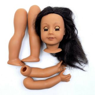American Girl Doll Parts Head Arms Legs Tan Skin Blue Eyes