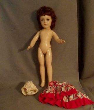 14 Inch The Mary Hoyer Doll Hard Plastic Red Hair Straight Leg Non - Walker