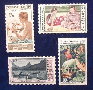 French Polynesia Sc C24 - 7 Mnh 1958 Art And Paintings