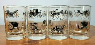 Tumbler: Libby Glass Old Time Antique Cars Set Of 4,  Stands 3.  5 ",  5oz Juice
