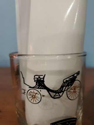 TUMBLER: LIBBY glass Old Time Antique Cars SET OF 4,  stands 3.  5 