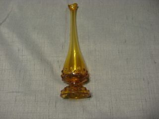 Vintage Fenton Hobnail Amber Glass 10 " Swung Bud Vase -