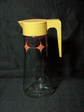 Anchor Hocking Vintage Juice Glass Pitcher Carafe Orange Star Design " 60 
