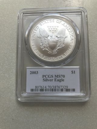2003 $1 American Silver Eagle Dollar PCGS MS70 Thomas Cleveland Eagle 2