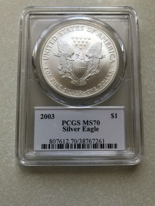 2003 $1 American Silver Eagle Dollar PCGS MS70 Thomas Cleveland Arrows 2